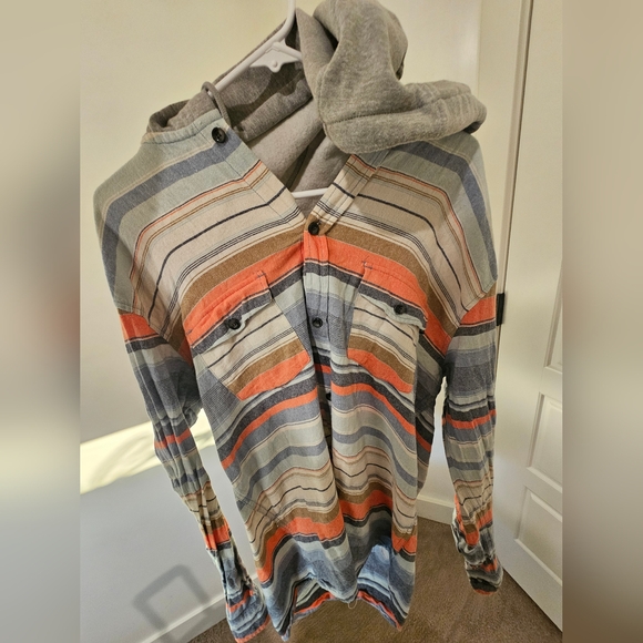 Valor Tops - Orange and Blue Long Sleeve Button Down Top